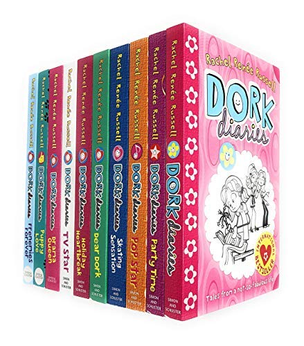 Book Cover Dork Diaries x 10 title set: Dork Diaries / Party Time / How to Dork your Diary / Pop Star / Dear Dork / TV Star / Skating Sensation / Holiday Heartbreak / OMG / Once Upon a Dork