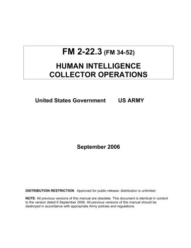 FM 2-22.3 (FM 34-52) Human Intelligence Collector Operations  September 2006