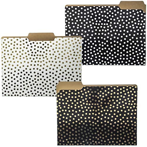 Book Cover Graphique Gold Dots File Folder Set - File Set Includes 9 Folders with 3 Unique Polka Dot Designs, Embellished w/ Gold Foil on Durable Triple-Scored Coated Cardstock, 11.75