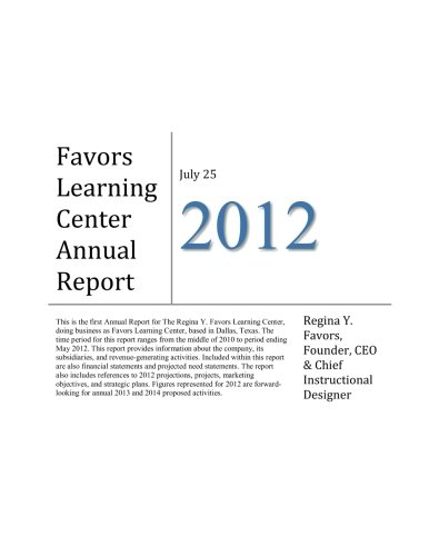 Favors Learning Center Annual Report