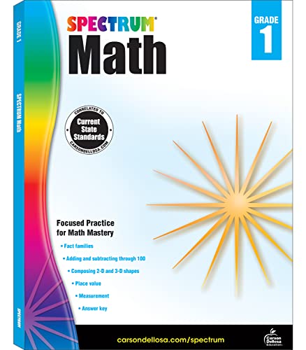 Book Cover Spectrum First Grade Math Workbook â€“ Addition and Subtraction Mathematics Learning With Examples, Tests, Answer Key for Homeschool or Classroom (160 pgs)