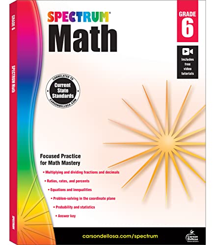 Book Cover Spectrum 6th Grade Math Workbookâ€”Multiplication and Division of Fractions and Decimals, Geometry With Examples, Tests, Answer Key for Homeschool or Classroom (160 pgs)
