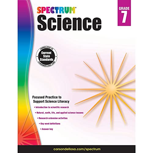 Book Cover Spectrum Grade 7 Science Workbookâ€”7th Grade State Standards, Scientific Research, Earth and Space Science, Research Activities With Answer Key for Homeschool or Classroom (176 pgs)