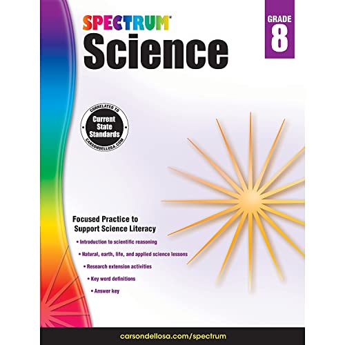 Book Cover Spectrum 8th Grade Science Workbooks, Scientific Reasoning and Life, Physical, Space, and Earth (Volume 68)