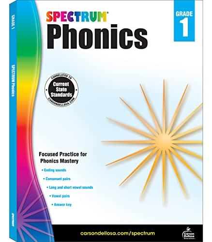 Book Cover Spectrum Phonics 1st Grade Workbookâ€”State Standards for Grade 1 Phonics, Vowel and Consonant Practice With Answer Key for Homeschool or Classroom (160 pgs)