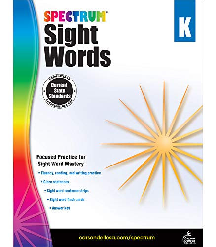 Book Cover Spectrum Kindergarten Sight Words Workbookâ€”Grade K State Standards for Reading and Writing Practice With Flash Cards for Homeschool or Classroom (160 pgs)