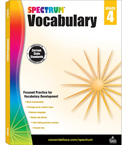 Book Cover Spectrum Paperback Vocabulary Book, Grade 4, Ages 9-10