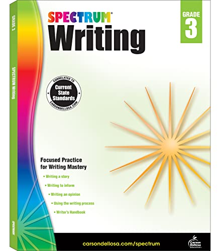 Book Cover Spectrum Writing Workbook for 3rd Gradeâ€”State Standards for Writing Practice With Writerâ€™s Handbook and Answer Key for Homeschool or Classroom (136 pgs)