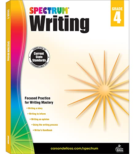 Book Cover Spectrum 4th Grade Writing Workbookâ€”State Standards for Focused Writing Practice With Writerâ€™s Handbook and Answer Key for Homeschool or Classroom (144 pgs)