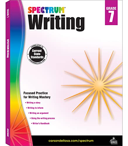 Book Cover Spectrum 7th Grade ELA Writing Workbook â€“ Fiction, Narrative, Story Building Skills Practice for English Language Arts, For Homeschool or Classroom (136 pgs)