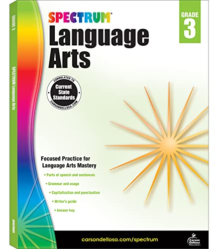 Book Cover Spectrum Language Arts Grade 3, Ages 8 to 9, 3rd Grade Language Arts Workbooks, Sentences, Parts of Speech, Proofreading, Writing Practice, and Grammar Workbook - 176 Pages