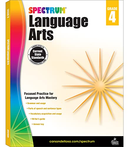 Book Cover Spectrum Grade 4 Language Arts Workbookâ€”4th Grade State Standards, ELA Writing and Grammar Practice With Writer's Guide and Answer Key for Homeschool or Classroom (200 pgs)