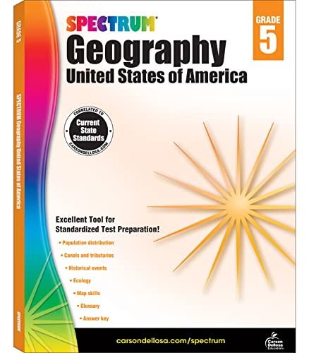 Book Cover Carson-Dellosa Spectrum Geography Workbook: United States of America, Grade 5