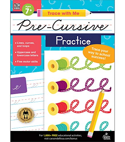 Book Cover Carson Dellosa | Trace with Me: Pre-Cursive Practice Handwriting Workbook | 2nd–5th Grade, 128pgs