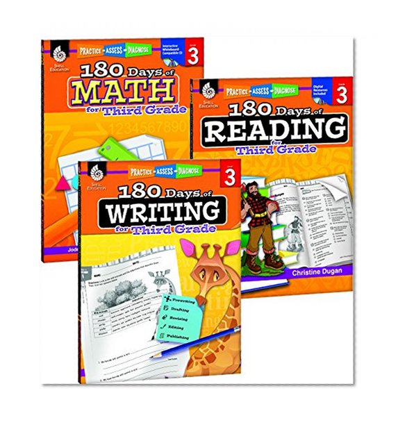 Book Cover 180 Days of Reading, Writing and Math for Third Grade 3-Book Set (180 Days of Practice)