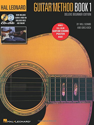 Book Cover Hal Leonard Guitar Method Book 1 Deluxe: Deluxe Beginner Edition: Includes Audio & Video on Discs and Online Plus Guitar Chord Poster