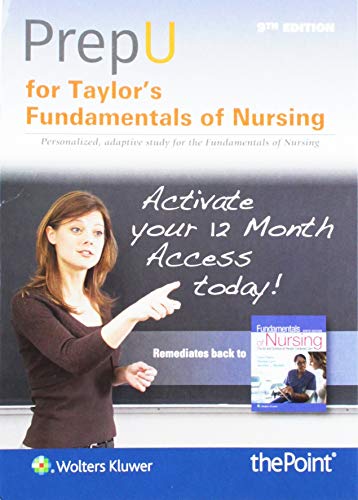Book Cover PrepU for Taylor’s Fundamentals of Nursing: The Art and Science of Person-Centered Nursing Care