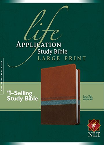 Book Cover NLT Life Application Study Bible, Second Edition, Large Print (Red Letter, LeatherLike, Heather Blue/Brown/Tan)