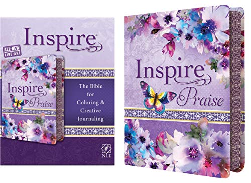 Book Cover Tyndale NLT Inspire PRAISE Bible (LeatherLike, Purple Garden): Coloring Bibleâ€“Over 500 Illustrations to Color and Creative Journaling Bible Space, Religious Gifts That Inspire Connection with God