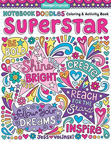 Book Cover Notebook Doodles Superstar: Coloring & Activity Book (Design Originals) 32 Inspiring Designs; Beginner-Friendly Relaxing & Empowering Art Activities for Tweens, on Extra-Thick Perforated Pages