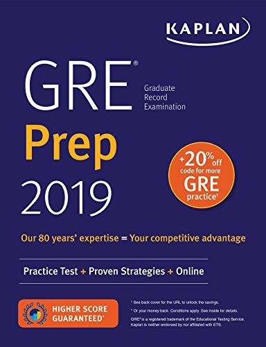 Book Cover GRE Prep 2019: Practice Tests + Proven Strategies + Online (Kaplan Test Prep)