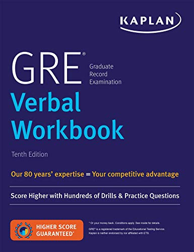 Book Cover GRE Verbal Workbook: Score Higher with Hundreds of Drills & Practice Questions (Kaplan Test Prep)