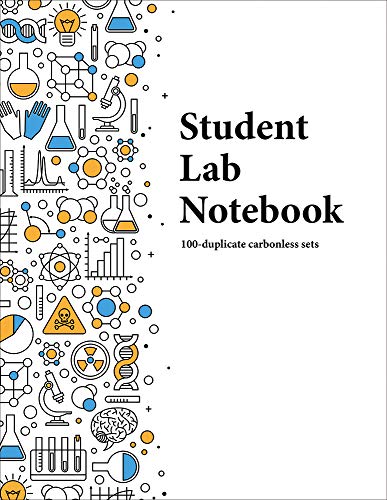 Book Cover Student Lab Notebook (100 duplicate page sets): grid-based carbonless sheets with smooth coil spiral binding