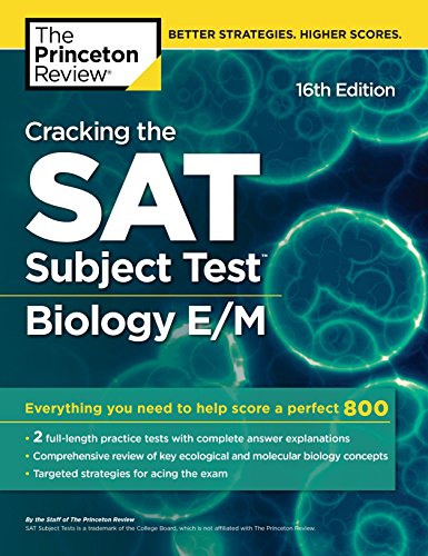Book Cover Cracking the SAT Subject Test in Biology E/M, 16th Edition: Everything You Need to Help Score a Perfect 800 (College Test Preparation)