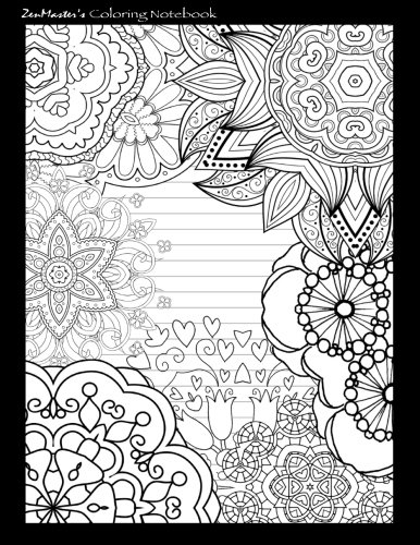 Coloring Notebook (black): Therapeutic notebook for writing, journaling, and note-taking with designs for inner peace, calm, and focus (100 pages, ... and stress-relief while writing.) (Volume 5)