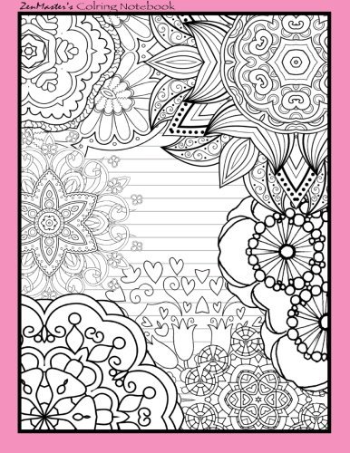 Coloring Notebook (pink): Therapeutic notebook for writing, journaling, and note-taking with designs for inner peace, calm, and focus (100 pages, ... and stress-relief while writing.) (Volume 8)