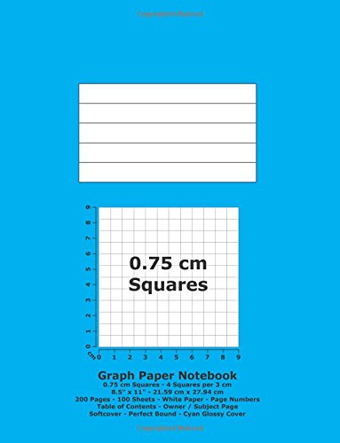 Book Cover Graph Paper Notebook: 0.75 cm Squares - 8.5