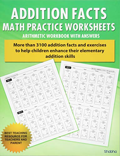 Book Cover Addition Facts Math Practice Worksheet Arithmetic Workbook With Answers: Daily Practice guide for elementary students (Elementary Addition Series)