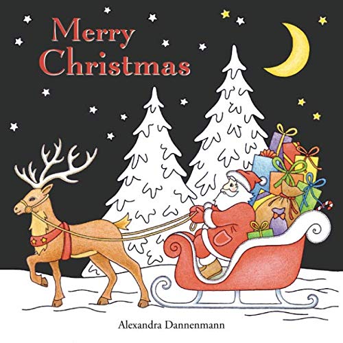 Book Cover Merry Christmas: a beautiful colouring book with Christmas designs on a black background, for gloriously vivid colours (Merry Christmas (Christmas designs on a black background))