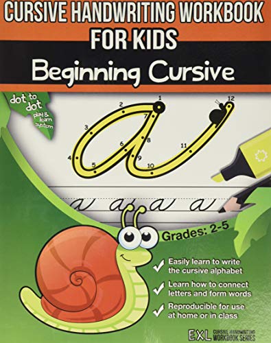 Book Cover Cursive Handwriting Workbook for Kids: Beginning Cursive