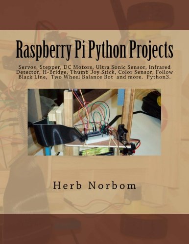 Book Cover Raspberry Pi Python Projects: Servos, Stepper, DC Motors, Ultra Sonic Sensor, Infrared Detector, Thumb Joy Stick and more