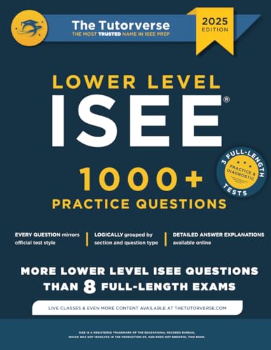 Book Cover Lower Level ISEE: 1000+ Practice Questions