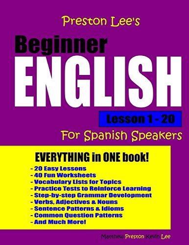 Book Cover Preston Lee's Beginner English Lesson 1 - 20 For Spanish Speakers