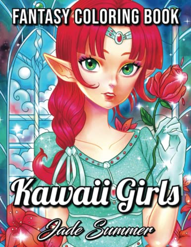 Book Cover Kawaii Girls: An Adult Coloring Book with Adorable Anime Portraits, Cute Fantasy Women, and Fun Fashion Designs (Relaxation Gifts) (Kawaii Girls Coloring Books)