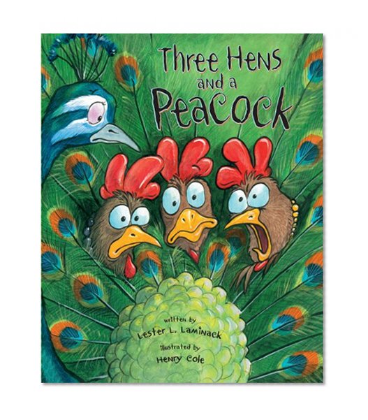 Three Hens and a Peacock