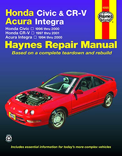 Book Cover Honda Civic, CR-V & Acura Integra 1994 thru 2001 Haynes Repair Manual: Honda Civic - 1996 thru 2000 - Honda CR-V - 1997-2001 - Acura Integra 1994 thru 2000