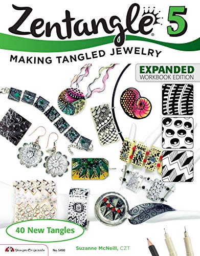 Book Cover Zentangle 5, Expanded Workbook Edition: Making Tangled Jewelry (Design Originals) 40 New Tangles, Step-by-Step Illustrations, Inspiration and Ideas for Polymer Clay, Glass Gems, Bottle Caps, and More