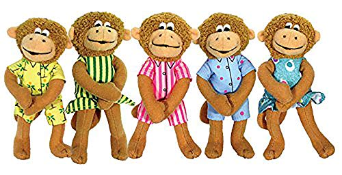Book Cover MerryMakers Five Little Monkeys Finger Puppet Playset, Set of 5, 5-Inches Each