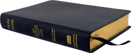 Book Cover NASB Side-Column Reference Wide Margin Bible; Black Leathertex