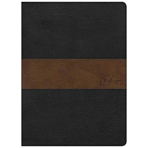 CSB Spurgeon Study Bible, Black/Brown LeatherTouchÂ®, Black Letter, Study Notes, Quotes, Sermons Outlines, Ribbon Marker, Sewn Binding, Easy-to-Read Bible Serif Type