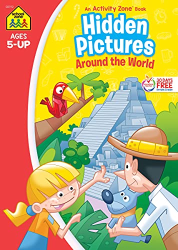 Book Cover School Zone - Hidden Pictures Around the World Workbook - Ages 5 and Up, Hidden Objects, Hidden Picture Puzzles, Geography, Global Awareness, and More (School Zone Activity ZoneÂ® Workbook Series)