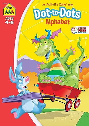 Book Cover School Zone - Dot-to-Dots Alphabet Workbook - 32 Pages, Ages 4 to 6, Preschool, Kindergarten, Connect the Dots, Letter Puzzles, ABCs, and More (School Zone Activity ZoneÂ® Workbook Series)