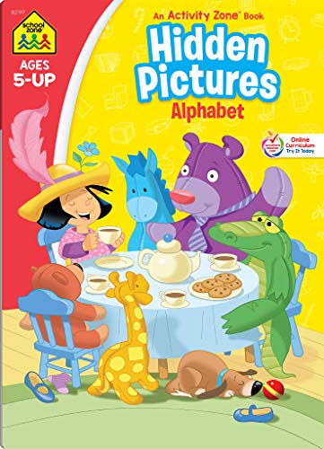 Book Cover School Zone - Hidden Pictures Alphabet Workbook - Ages 5 and Up, ABCs, Picture Puzzles, Hidden Objects, Rhyming, Letter Sounds, and More (School Zone Activity ZoneÂ® Workbook Series)