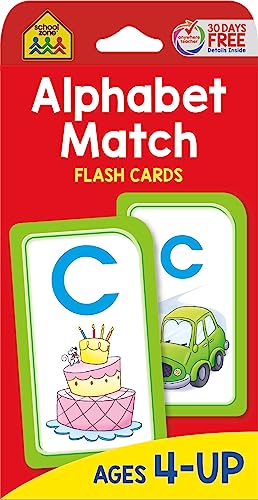 Book Cover School Zone - Alphabet Match Flash Cards - Ages 4 and Up, Preschool to Kindergarten, ABC's, Letters, Matching, Beginning Sounds, Letter-Picture Recognition, and More