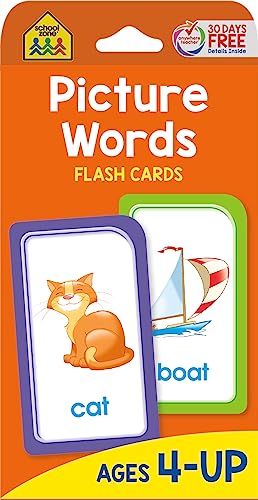 Book Cover School Zone - Picture Words Flash Cards - Ages 4 and Up, Preschool to Kindergarten, Phonics, Early Reading Words, Sight Words, Word-Picture Recognition, and More