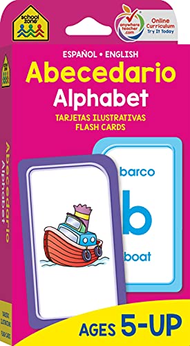 Book Cover School Zone - Bilingual Alphabet Flash Cards - Ages 5+, Kindergarten to 1st Grade, ESL, Language Immersion, Phonics, ABCs, Alphabetical Order, and More (Spanish and English Edition) (Spanish Edition)